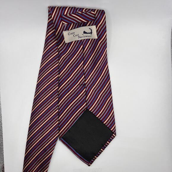 Cape Cod Nexkwear - Men’s Tie - 60” Long- Repp Stripe Patriotic Necktie Red Blue - Picture 3 of 6